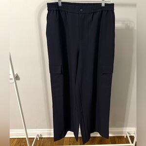 WAYF Layla Navy Wide Leg Cargo Pants, size medium